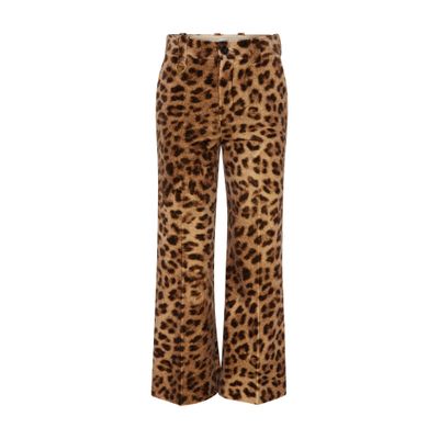 Chloé Wide-leg Leopard Print Pants In Brown
