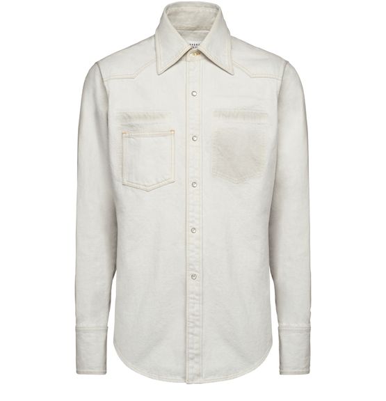 Mens white denim shop shirt long sleeve