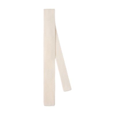 Brunello Cucinelli Knitted Silk Tie In White
