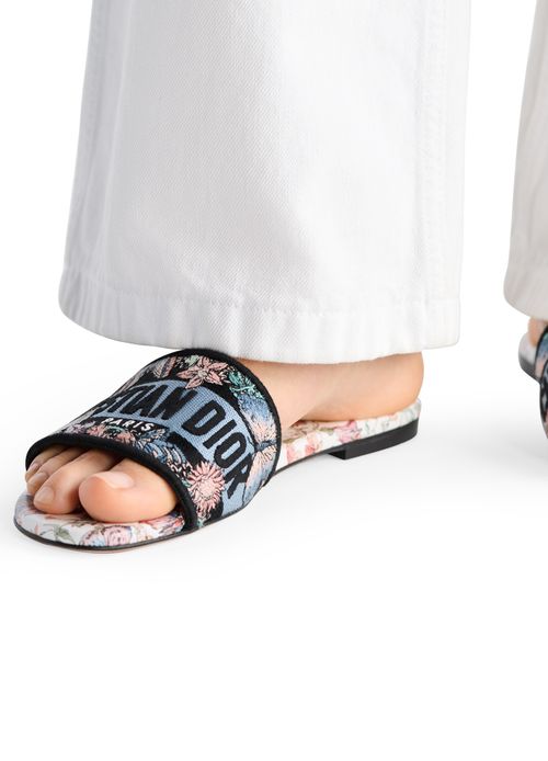 DIOR Dway slides embroidered cotton and Toile de Jouy Papillon motif