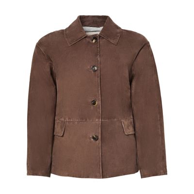 S Max Mara Suede Leather Jacket In Brown
