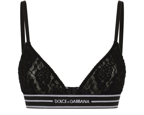 Women's Non-underwired lace bra with branded elastic, DOLCE & GABBANA