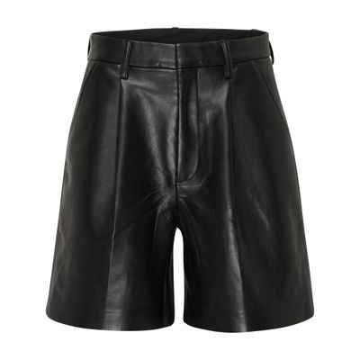 Anine Bing Classic Shiny Leather Shorts In Black