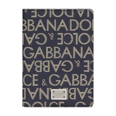 Dolce & Gabbana Coated Jacquard Passport Holder In Blue