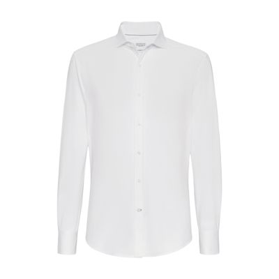 Brunello Cucinelli Buttoned-up Linen Shirt In White