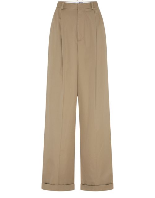 LOEWE Pleated cotton and silk pants