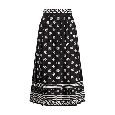 Dolce & Gabbana Skirt With All-over Dg Logo In Black