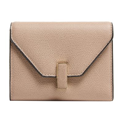 Valextra Flap Envelope Textured Finish Wallets Card Holders In Brown