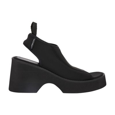 Courrèges Wave Logo-embroidered Sandals In Black