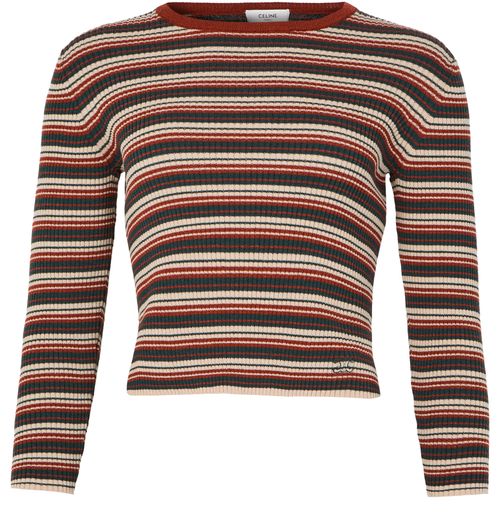 CELINE Crewneck sweater in striped ribbed wool