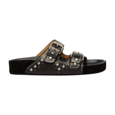 Isabel Marant 'lennyo' Black Sandals With Stud Embellishments And Moulded Footbed In Black
