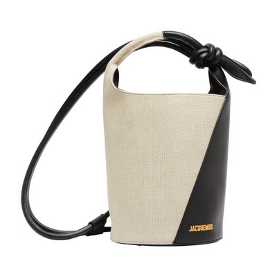 Jacquemus Le Petit Tourni Leather Bucket Bag In Black