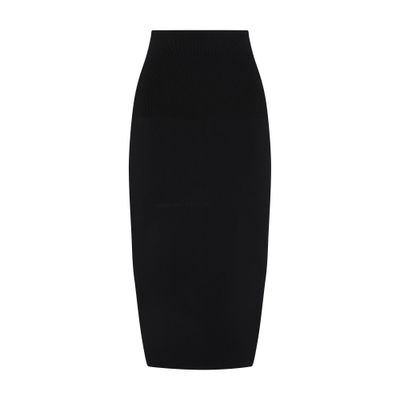 Victoria Beckham Fitted Ribbed Stretch-woven Midi Skirt In Black