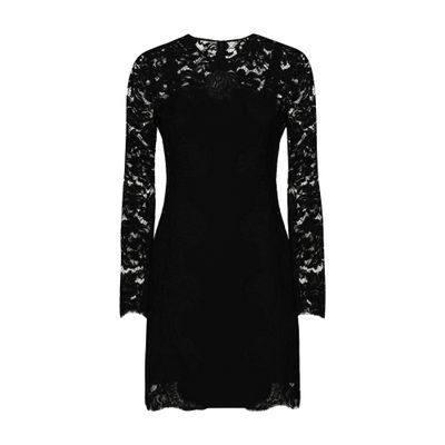 Dolce & Gabbana Short Cordonetto Lace Dress With A Jersey Insert In Black