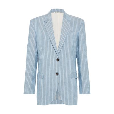 Brunello Cucinelli Monili-detail Twill Blazer In Blue