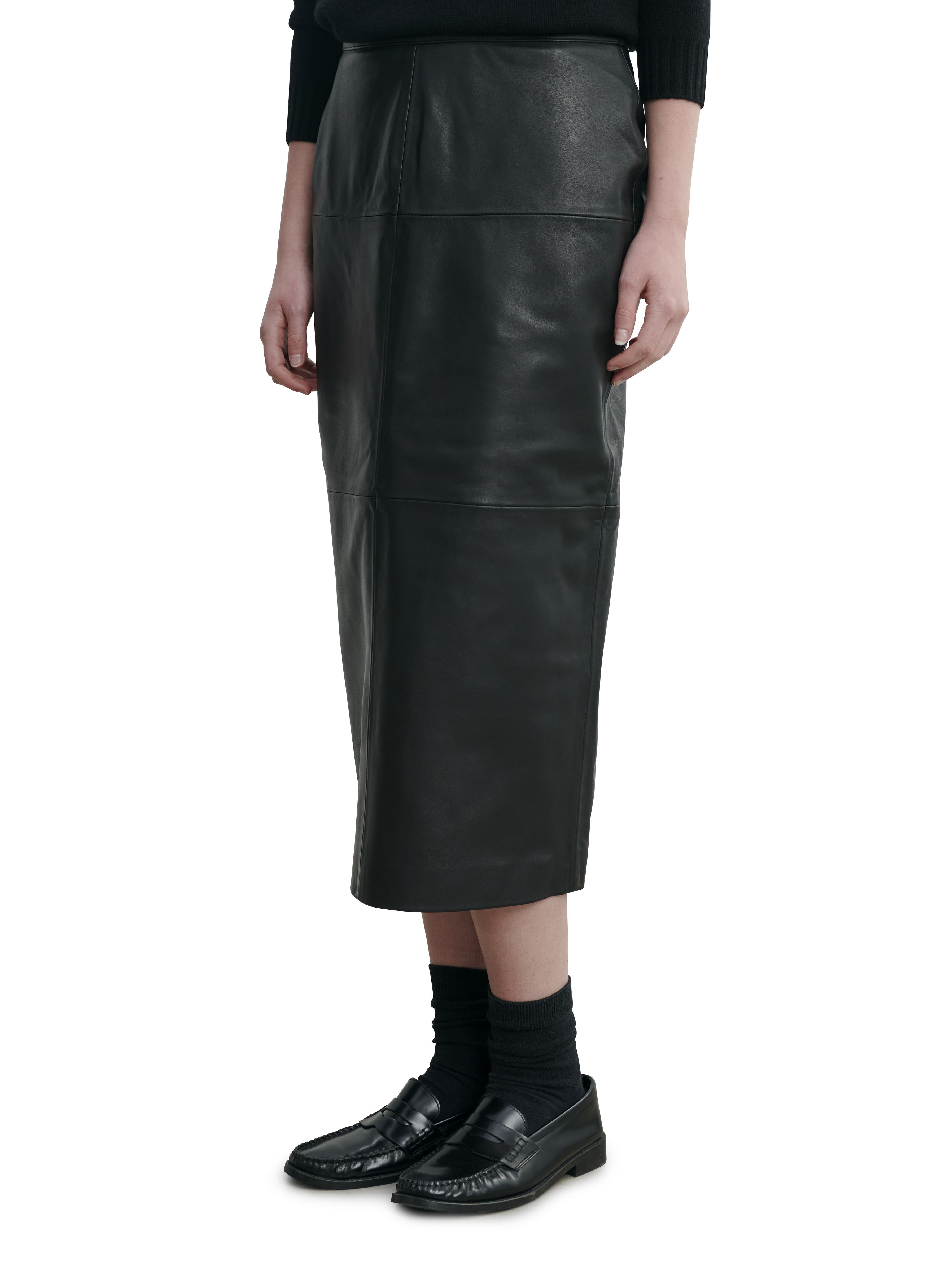 Lamb leather midi skirt thumbnail 4