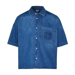 Men's Anagram short-sleeved denim shirt | LOEWE | 24S