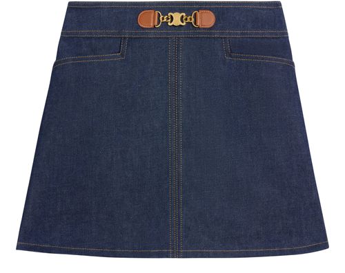 CELINE Minirock aus Denim mit Raw Waschung