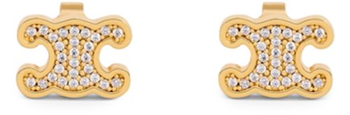 CELINE Triomphe rhinestone studs in strass and brass with rhodium finish