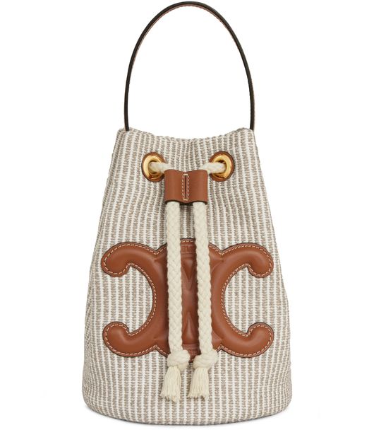 Women s Teen drawstring in striped textile and calfskin CELINE 24S