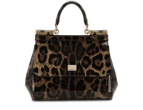 Dolce & Gabbana Mini Miss Sicily Leopard Print PVC Bag in Brown