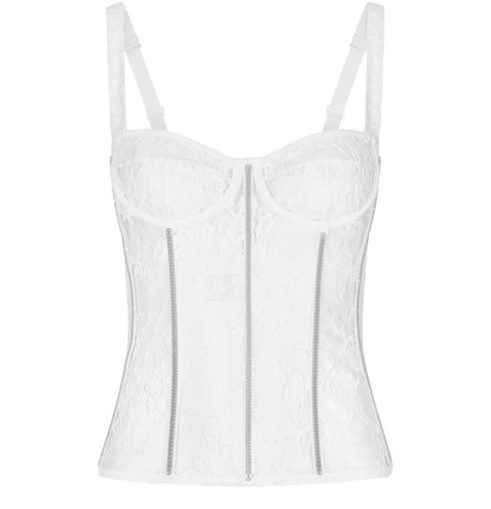 Dolce Gabbana White Lace Lingerie Bustier With Straps for Women size 4 NUM 24S