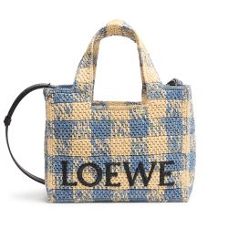【完売必至】LOEWE/ロエベ  Font Gingham mini raffia tote bag Women's LOEWE Font Gingham mini raffia tote bag | LOEWE | 24S
