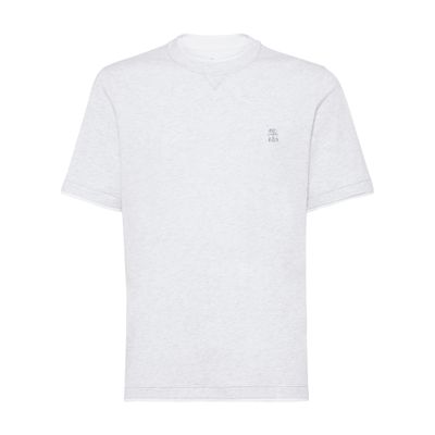 Brunello Cucinelli Logo-embroidered Cotton T-shirt In Grey