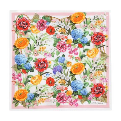 Dolce & Gabbana Floral-print Silk Twill Foulard Scarf (50x50) In Multicolor