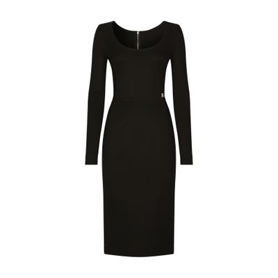 Shop Dolce & Gabbana Midi Sheath Dress In Milano Knit In Black