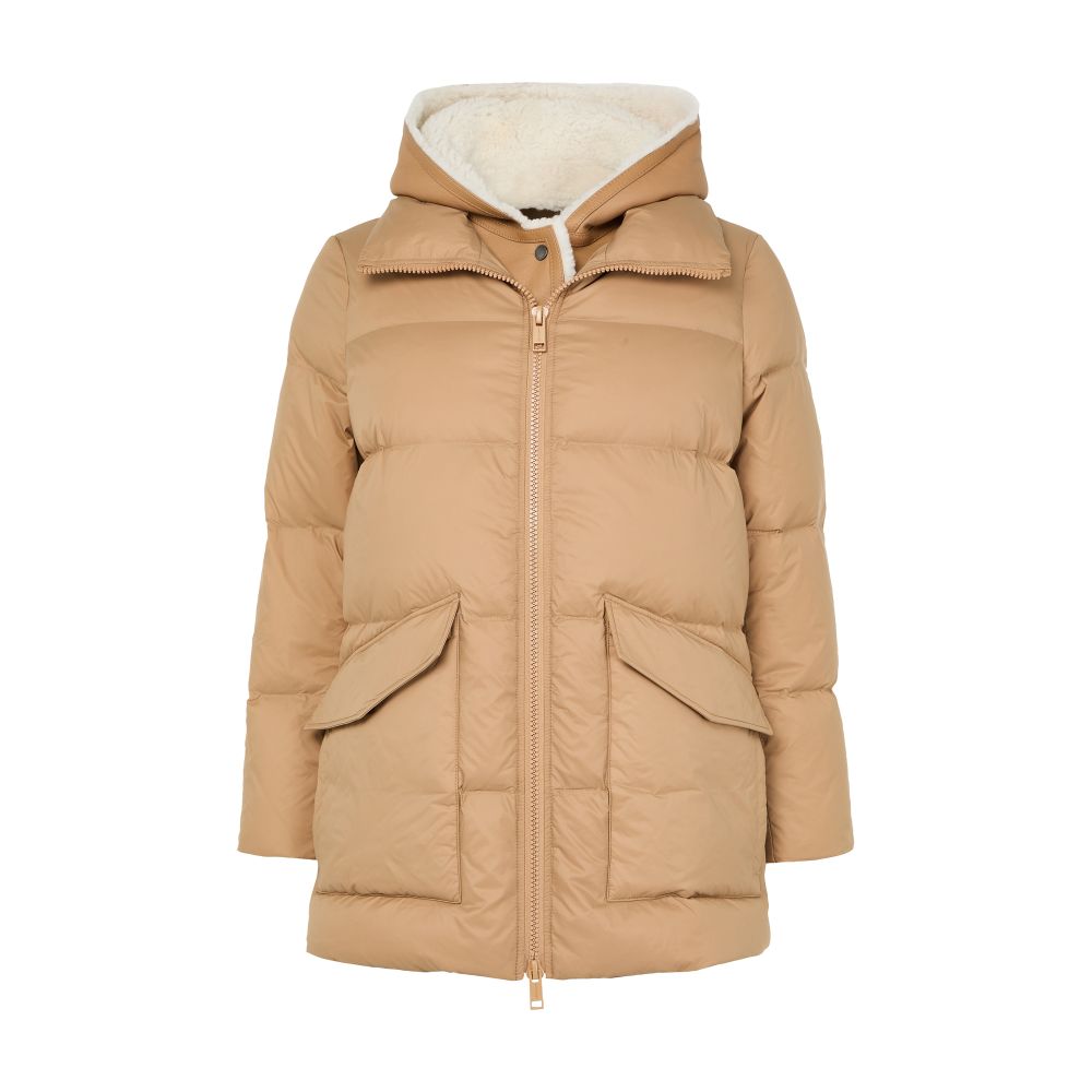 Puffer jacket with a sheepskin hood thumbnail 8