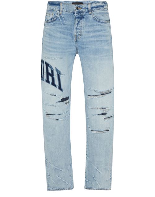 AMIRI Varsity logo repair straight jeans