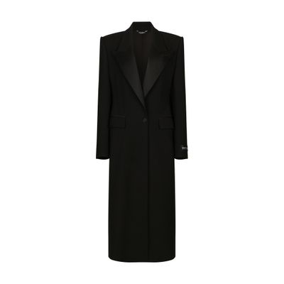 Shop Dolce & Gabbana Long Tuxedo Coat In Wool In Black