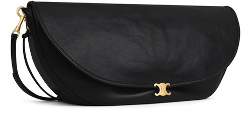 CELINE Halfmoon soft triomphe bag in supple shiny lambskin