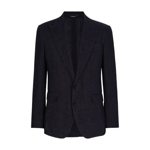 Dolce & Gabbana Single-breasted Linen-blend Jacket In Light_blue_blue_mela