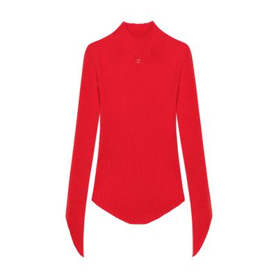 Circle rib knit mockncek sweater