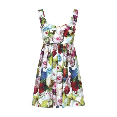 Dolce & Gabbana Sicilian Patchwork Mini Flared Dress In Multicolor