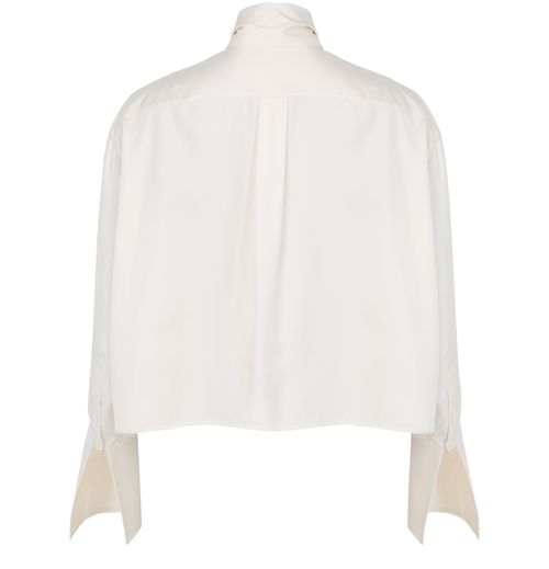 CELINE Cropped lavalliere shirt in silk twill