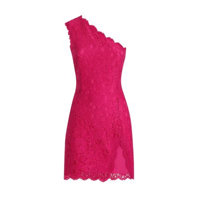 Dolce & Gabbana Short Shocking Pink Lace Dress In Pink