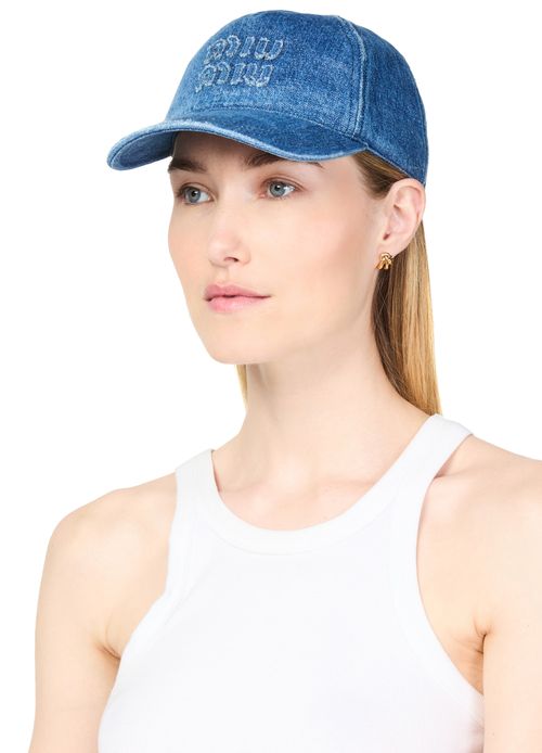 MIU MIU Casquette en denim délavé