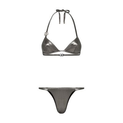Dolce & Gabbana Argento Metallic Two-piece Swimsuit In Silver