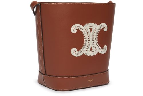 Small bucket cuir Triomphe in smooth calfskin with Triomphe embroidery -  CELINE