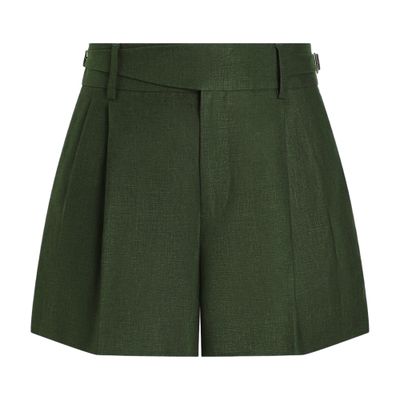 Dolce & Gabbana Linen Fabric Shorts With Double Darts In Green