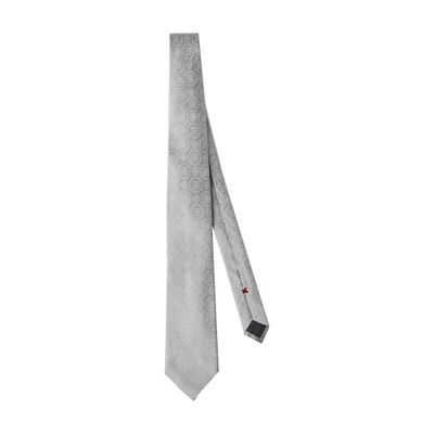 Brunello Cucinelli Silk Geometric Jacquard Tie In White