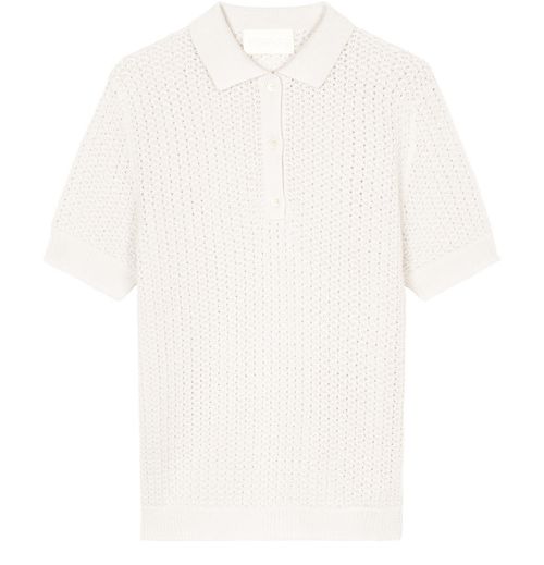 Bompard — Pointelle knit polo shirt (Beige)