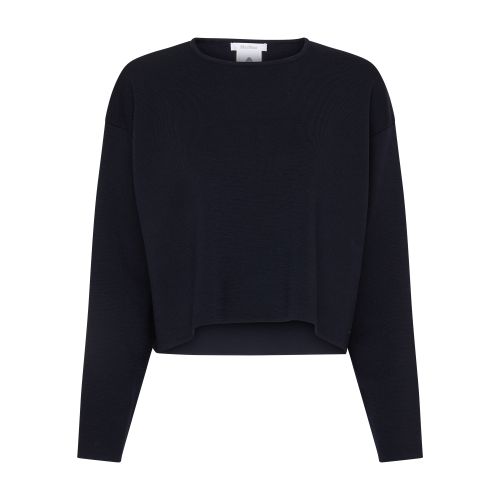 Max Mara Angelo Round Neck Wool Top In Blu_marino