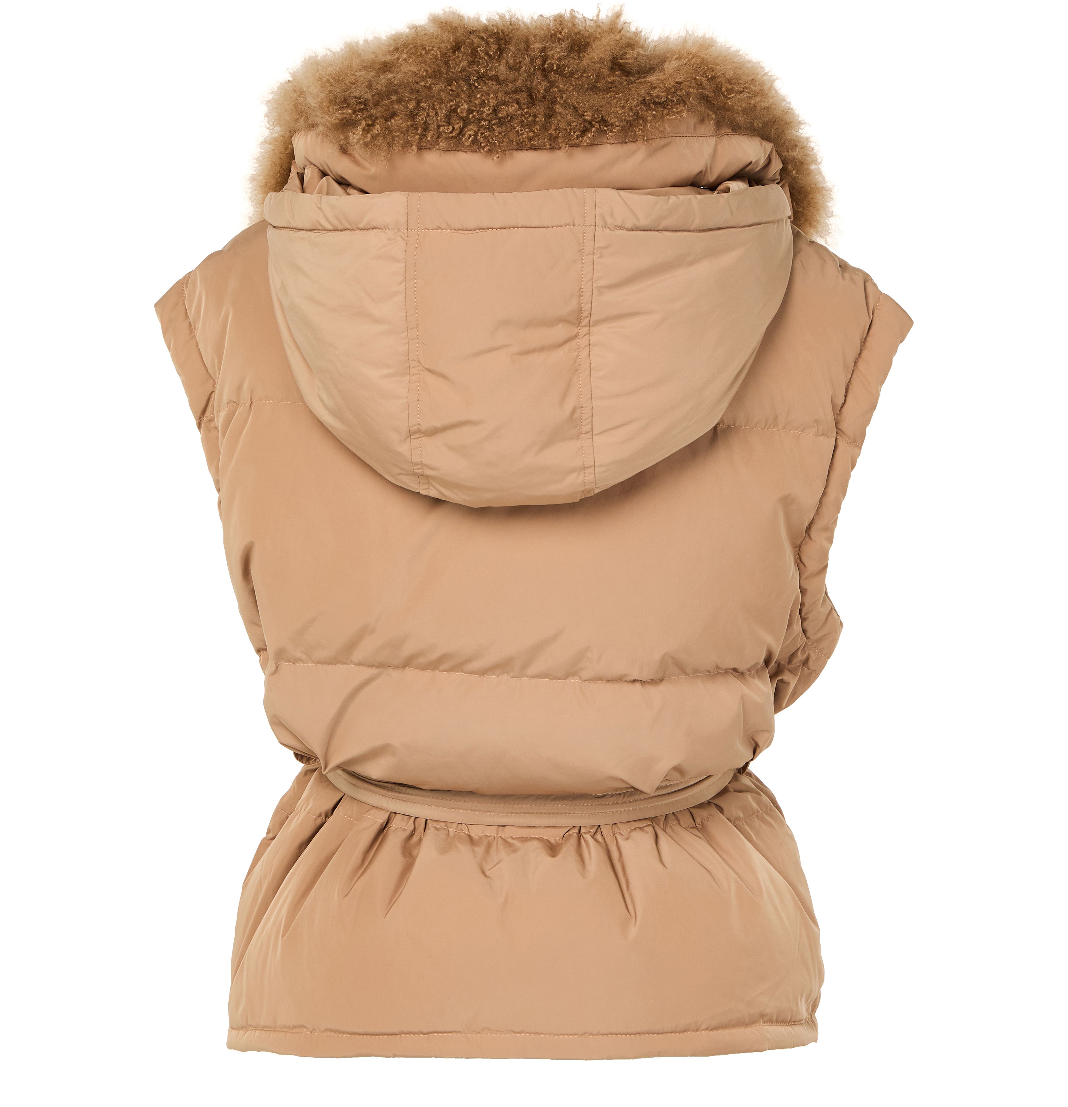 Belted hooded gilet in lambswool thumbnail 3