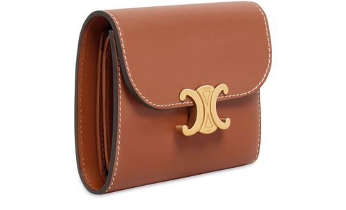 CELINE Small flap wallet in shiny smooth lambskin