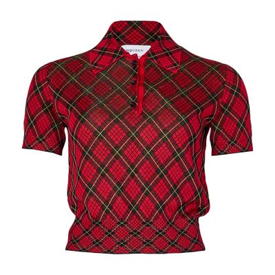Alexander Mcqueen Printed Polo Shirt In Blue