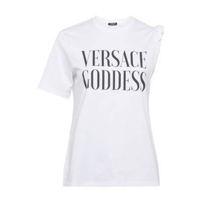 Versace Goddess-print T-shirt In White